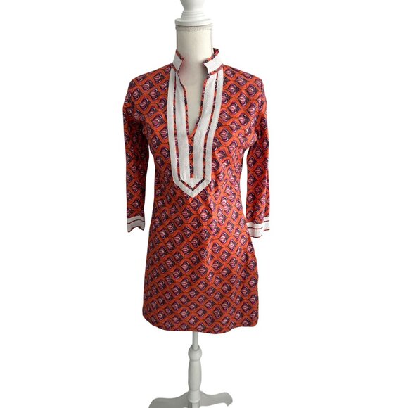 LAUREN GOLD Resort Orange Patterned Tunic Dress Size 4 NEW NWOT - Picture 10 of 10